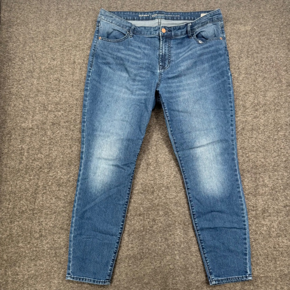 Old Navy Super Skinny Mid Rise Medium Wash Blue Jeans Womens Size 16 Crop